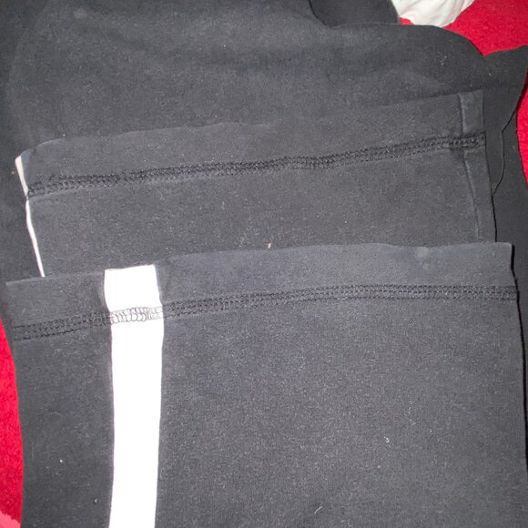 Y2K Black Athleisure Pants with White Stripe, elastic waist with tie - Picture 9 of 9